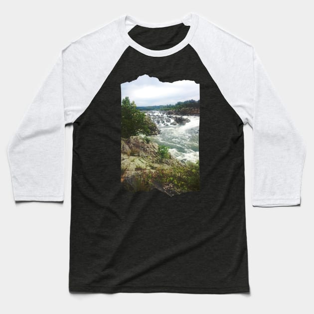 Beautiful photography of waterfall and blue sky landscape USA nature lovers Baseball T-Shirt by BoogieCreates